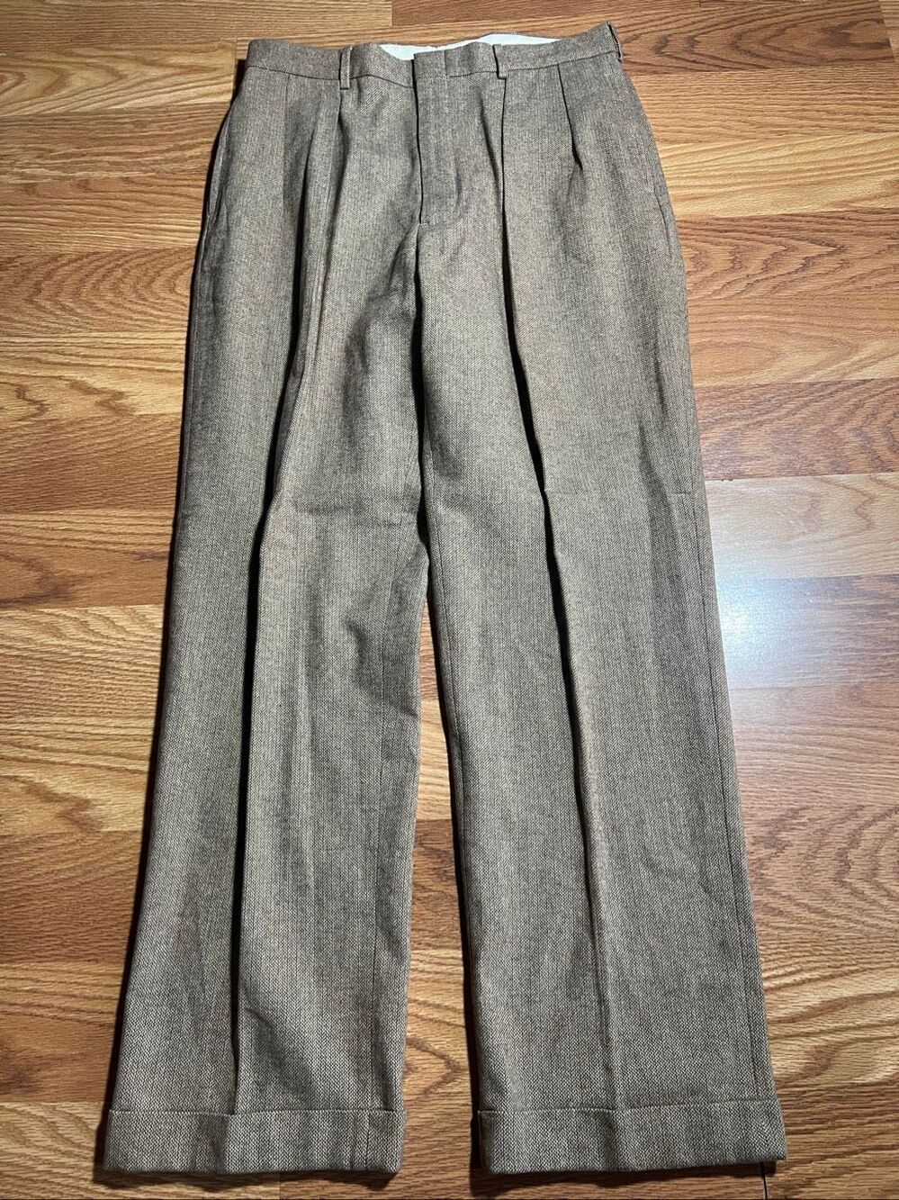 Vintage Polo Ralph Lauren Men’s Heather Twill Pleated Cuffed Pants 34x32